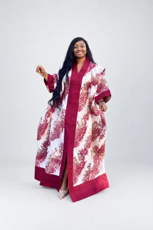 Burgundy Floral Bubu Kaftan