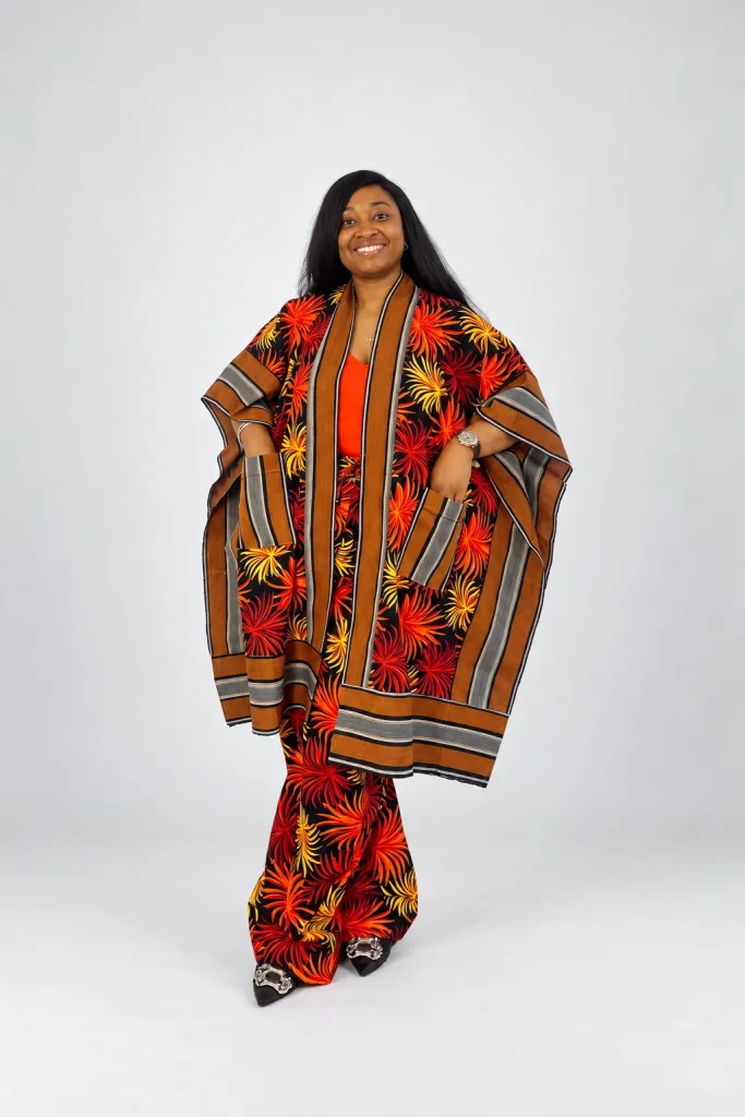 Customer wearing a store product
