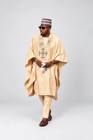 Champagne Embroidered Agbada Set